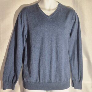 Article 365 Navy-Blue V-Neck Cotton/Cashmere sweater in size Large